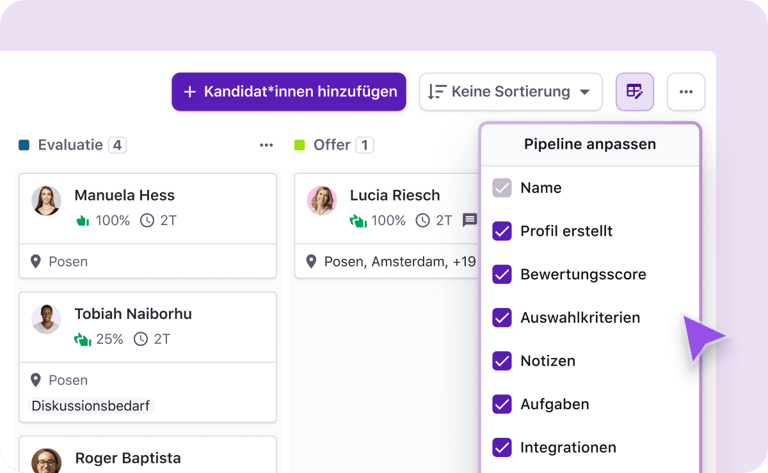 Pipeline-Automatisierung von Tellent Recruitee