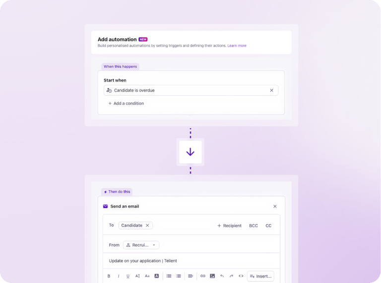 An example of a stage update automation in Tellent Recruitee