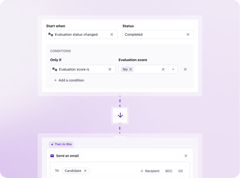 An example of a conditional automation in Tellent Recruitee