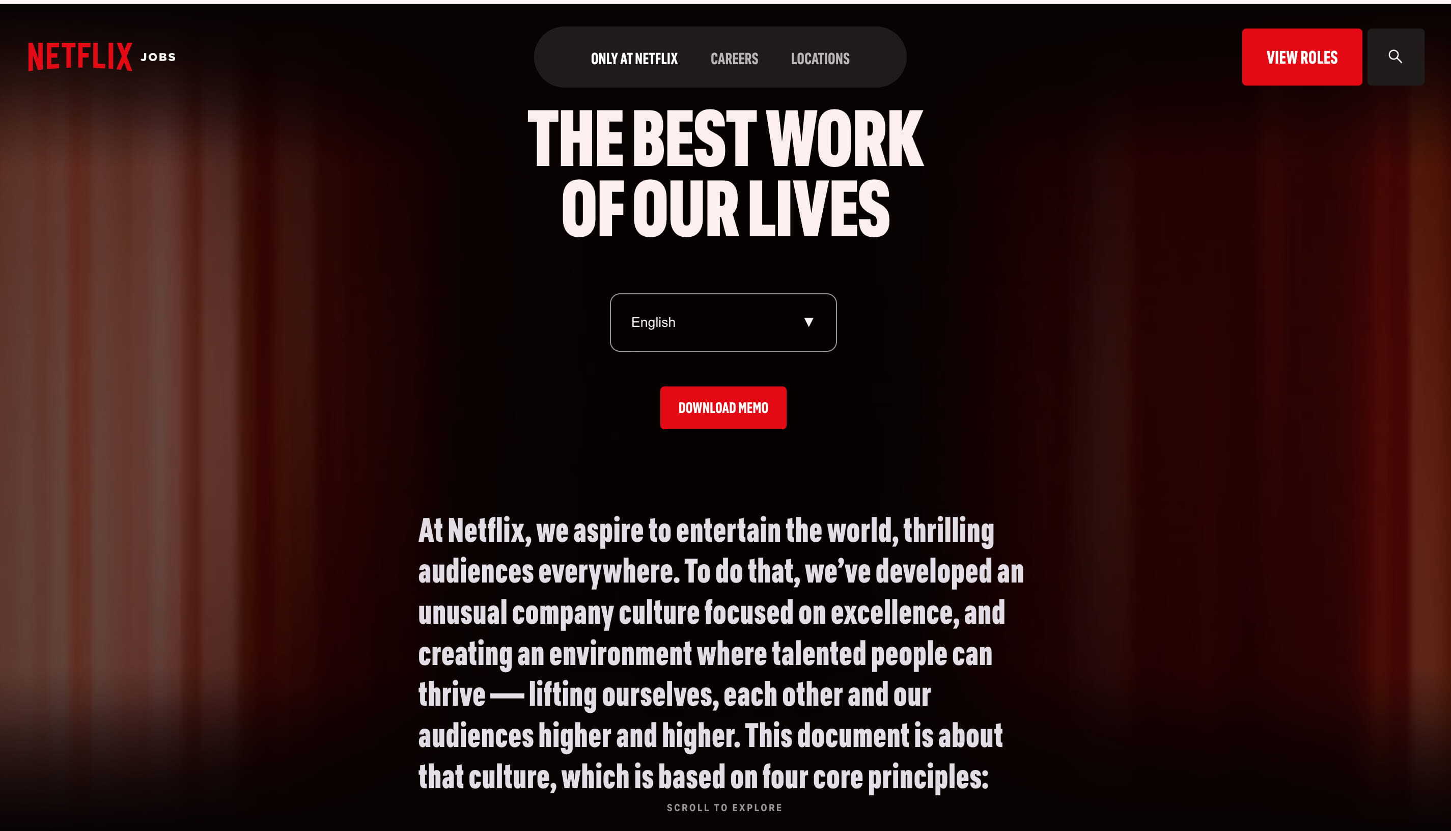 Netflix culture memo page showing Freedom and Responsibility principles and the Keeper Test