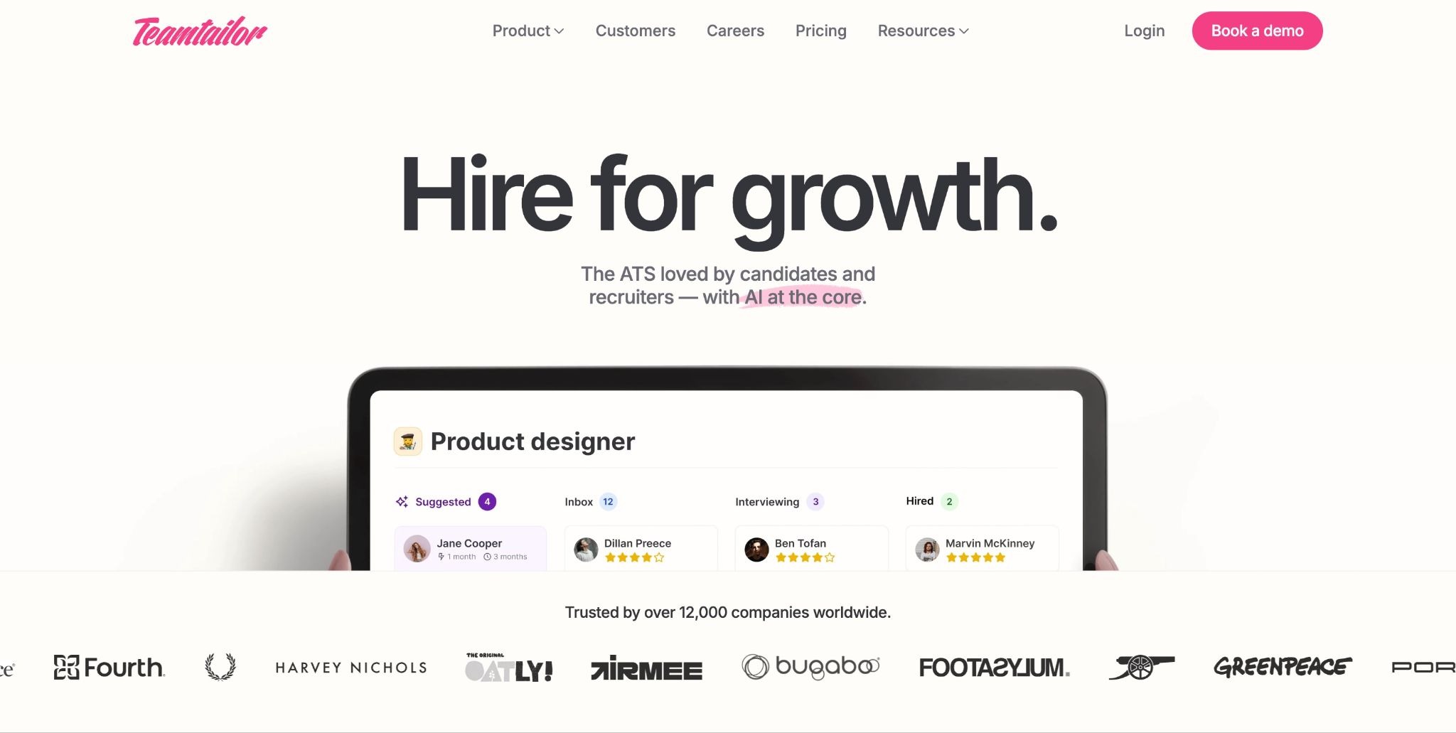 Teamtailor's homepage