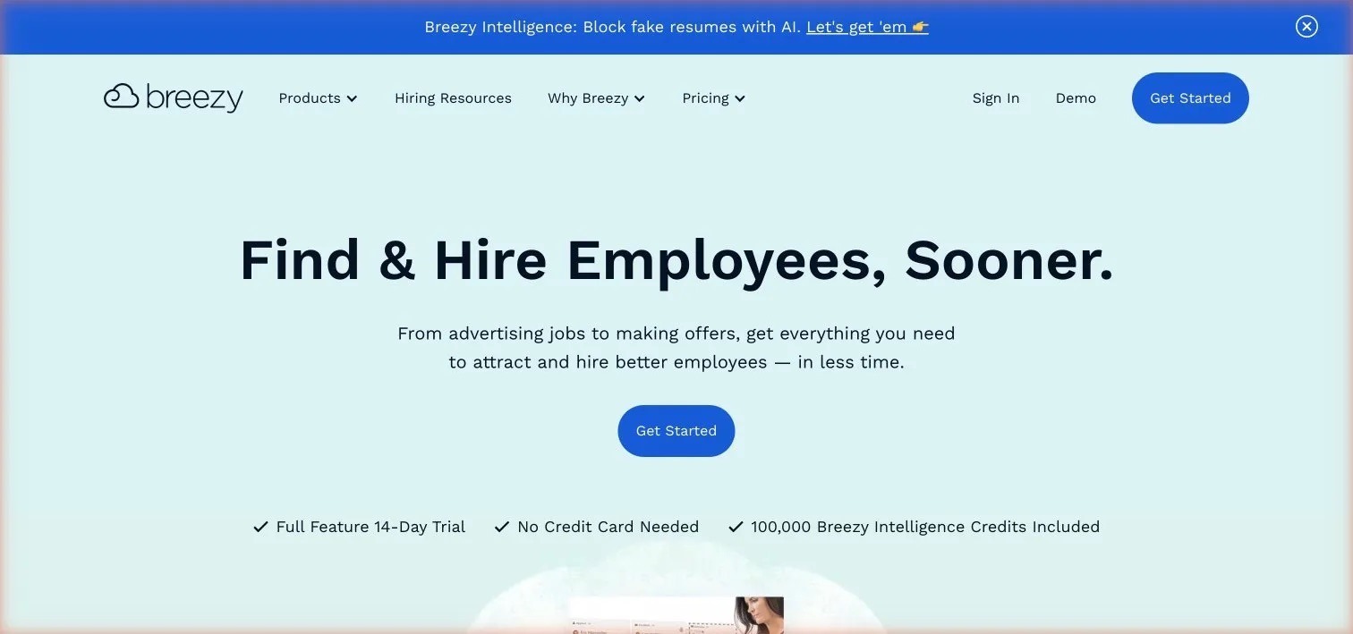 Breezy HR homepage