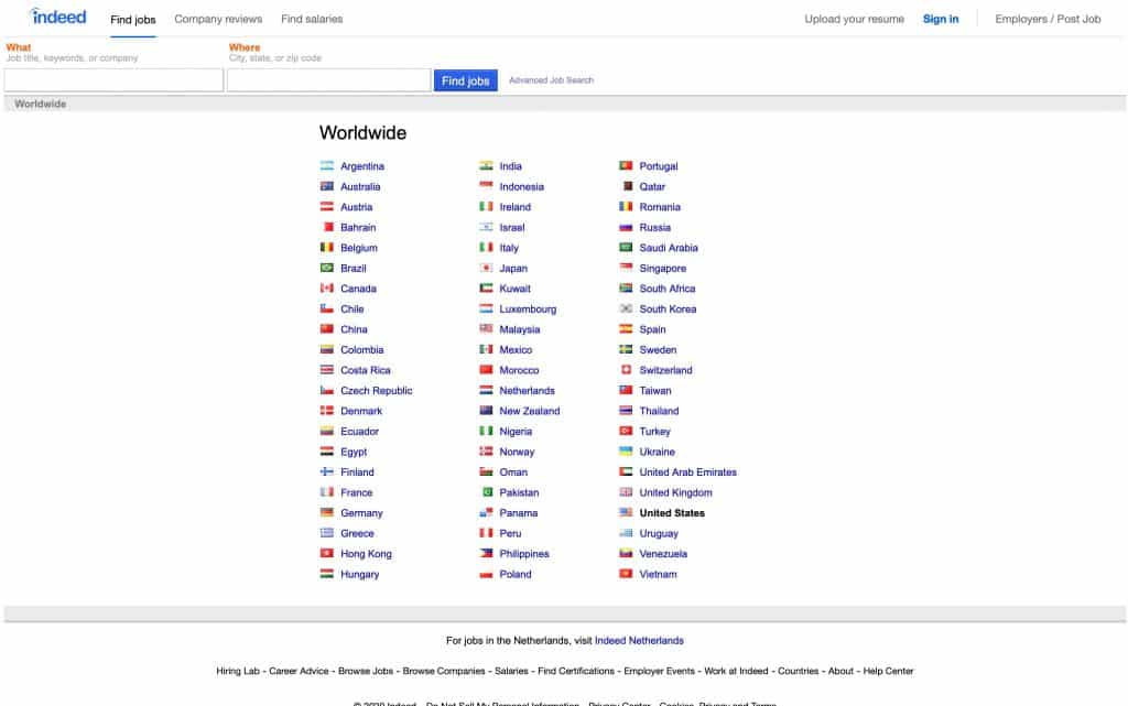 indeed homepage