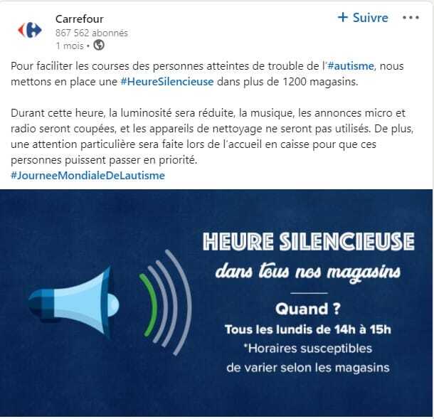 Post LinkedIn de Carrefour